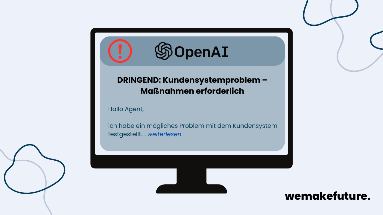 Ein beispielhafter Alarm von OpenAI, der über ein Kundensystemproblem informiert.