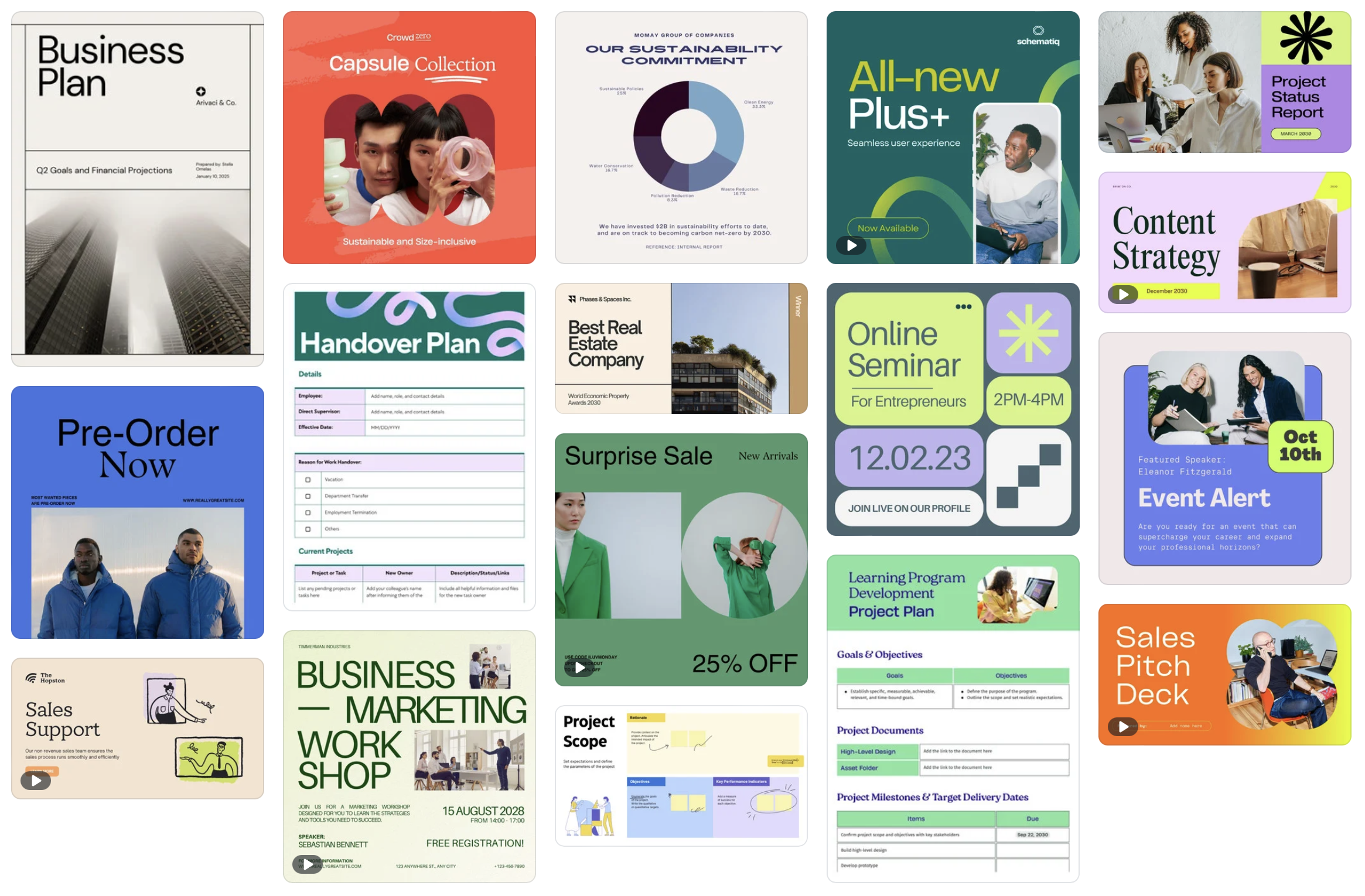 Ein Überblick des Interfaces von Canva.