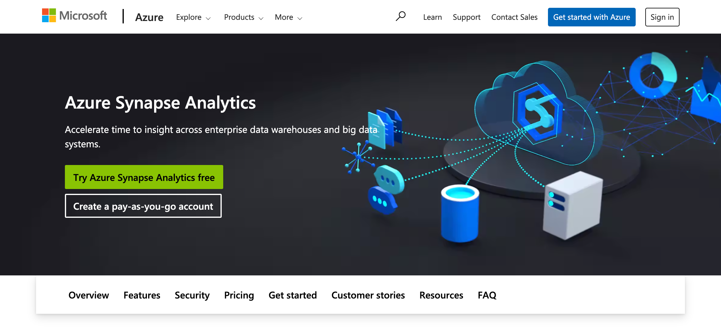 Overview of the Microsoft Azure Synapse Analytics website