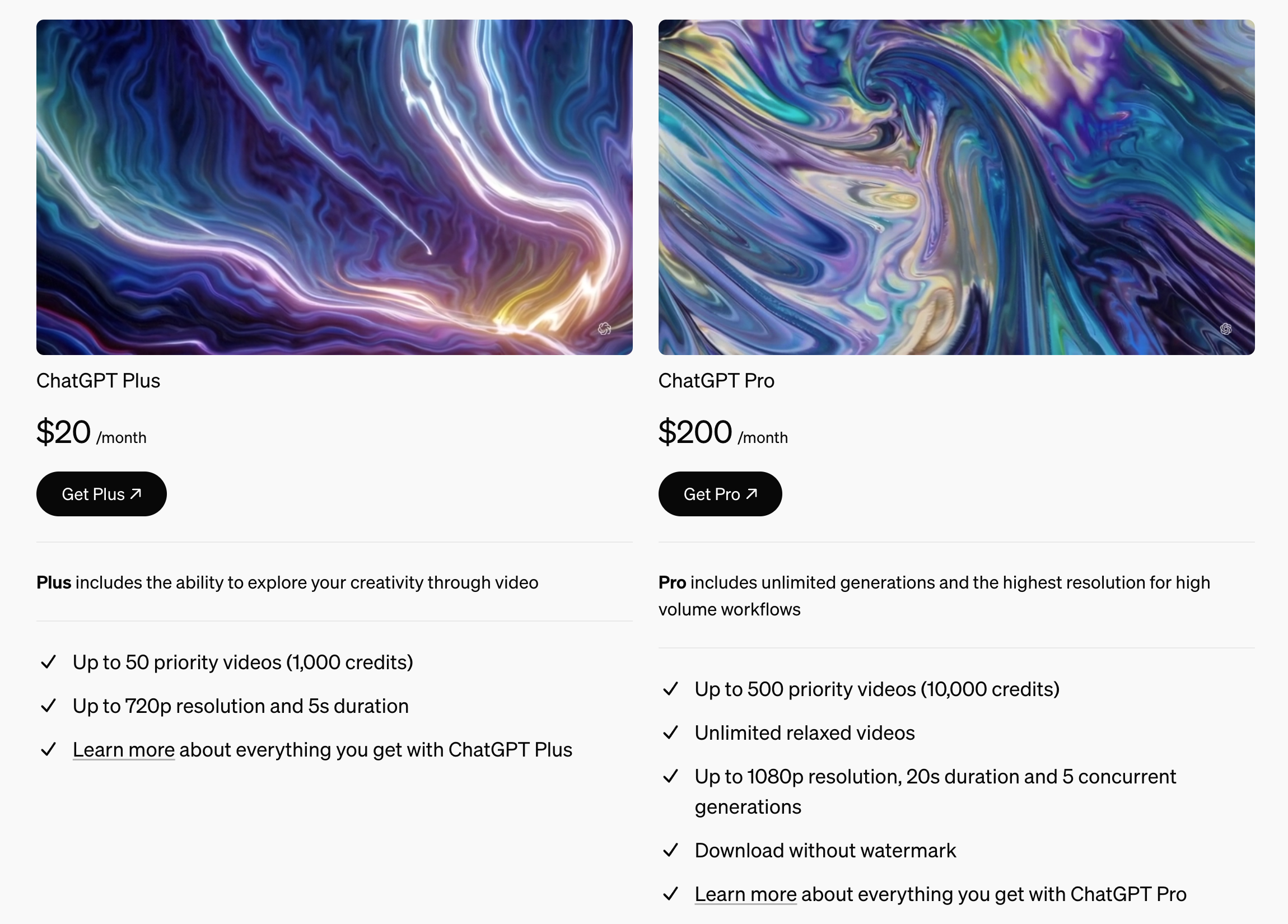 OpenAI Sora's availability within ChatGPT's pricing plans.