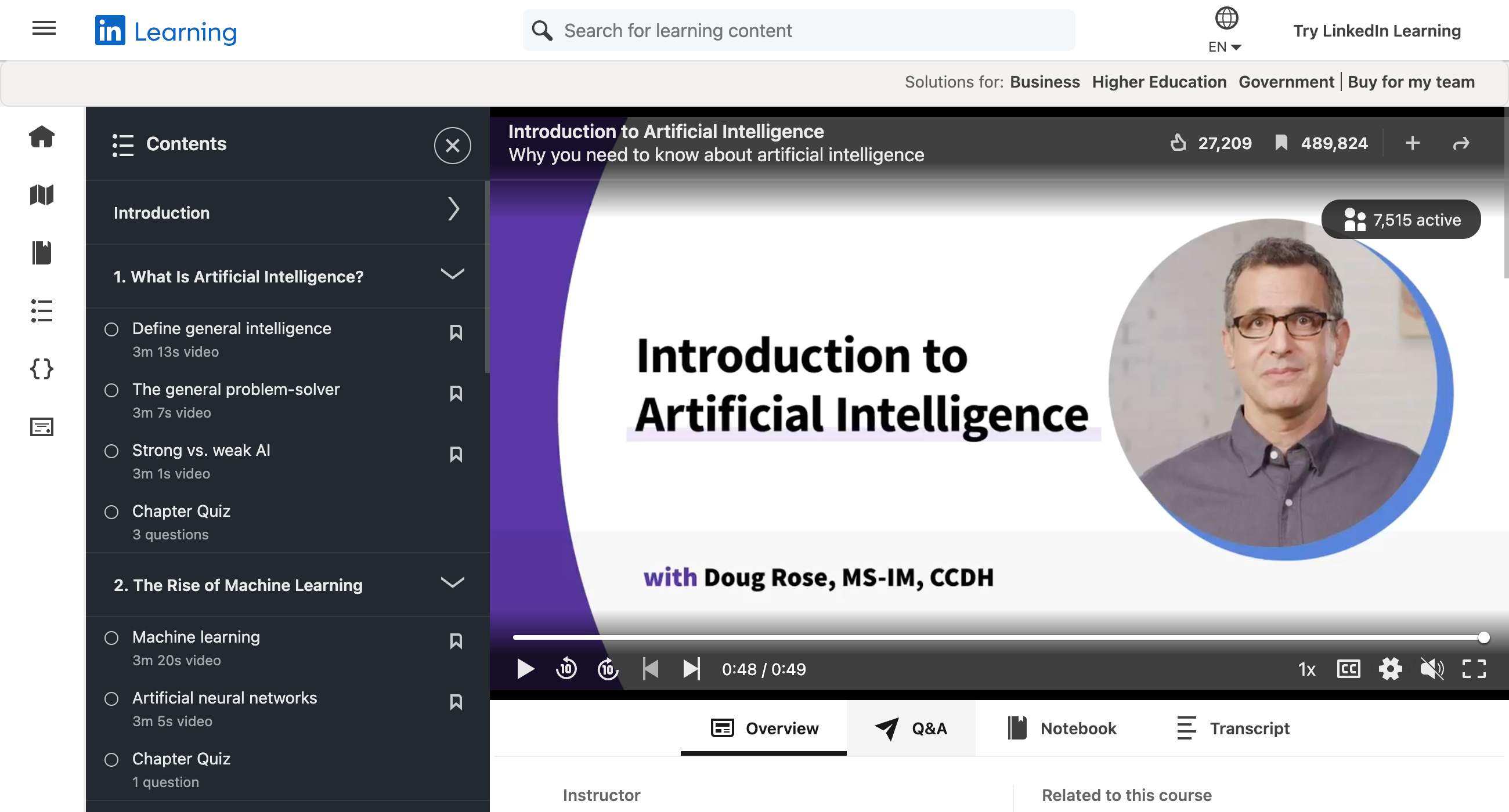 The free AI course on LinkedIn Learning.