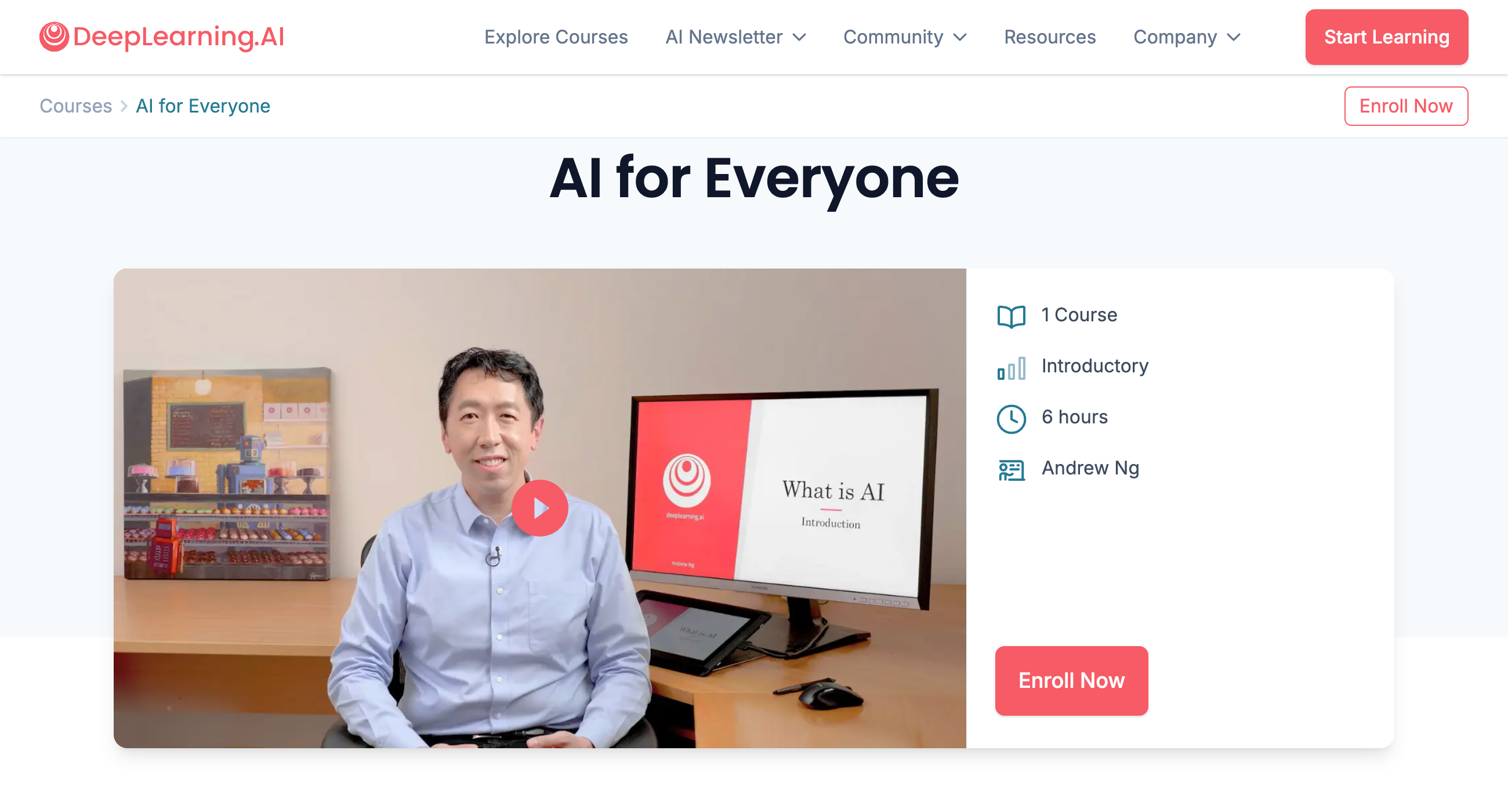 The free AI course on DeepLearning.AI.