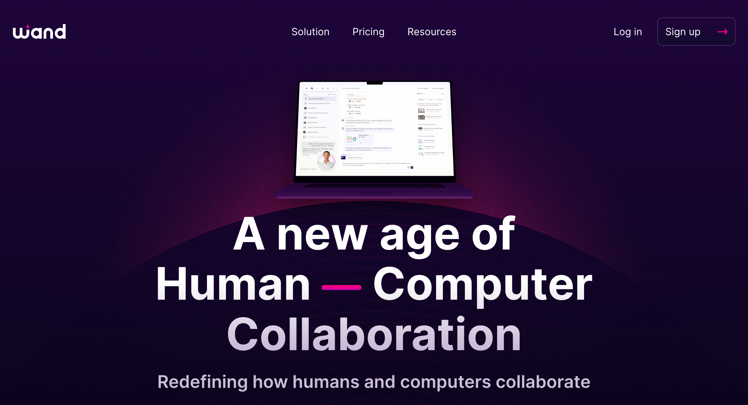 An overview of the Wand.ai website about the AI tool Wandy.
