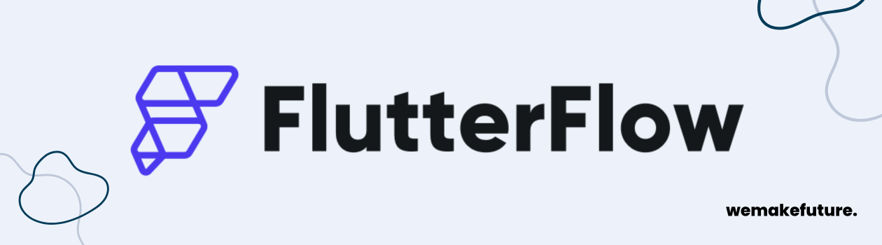 A header with the logo of FlutterFlow.