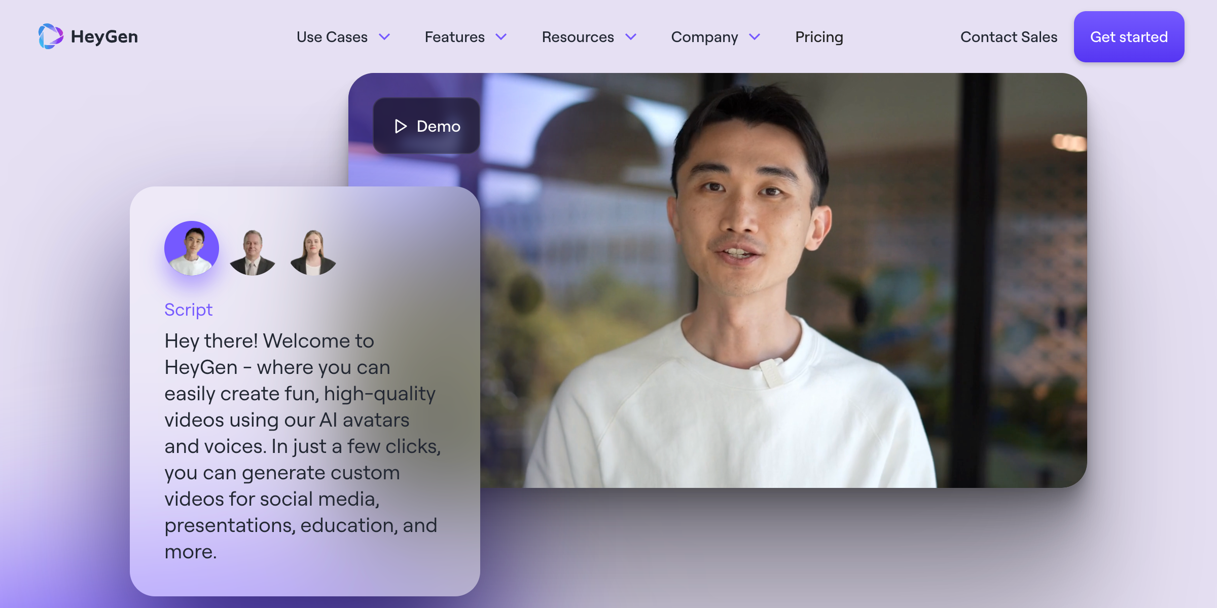 Overview of the HeyGen website