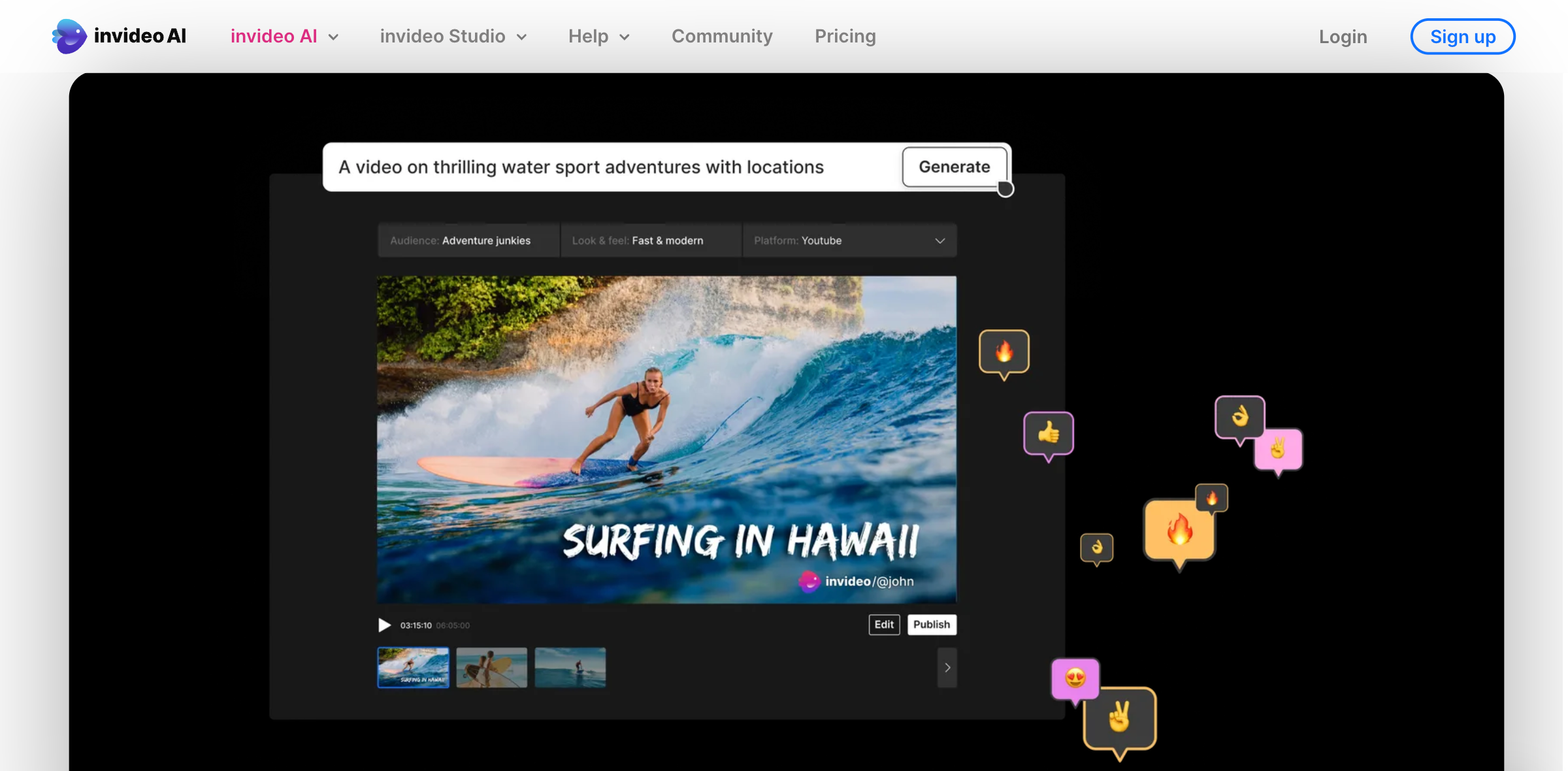 Overview of the Invideo AI website