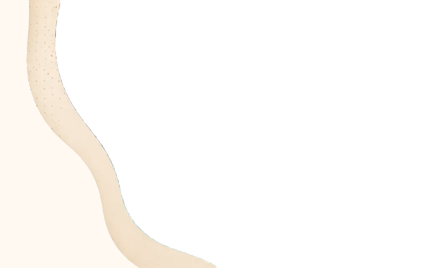 Abstract beige and cream wavy shapes on a white background with a dotted pattern on the left curve.
