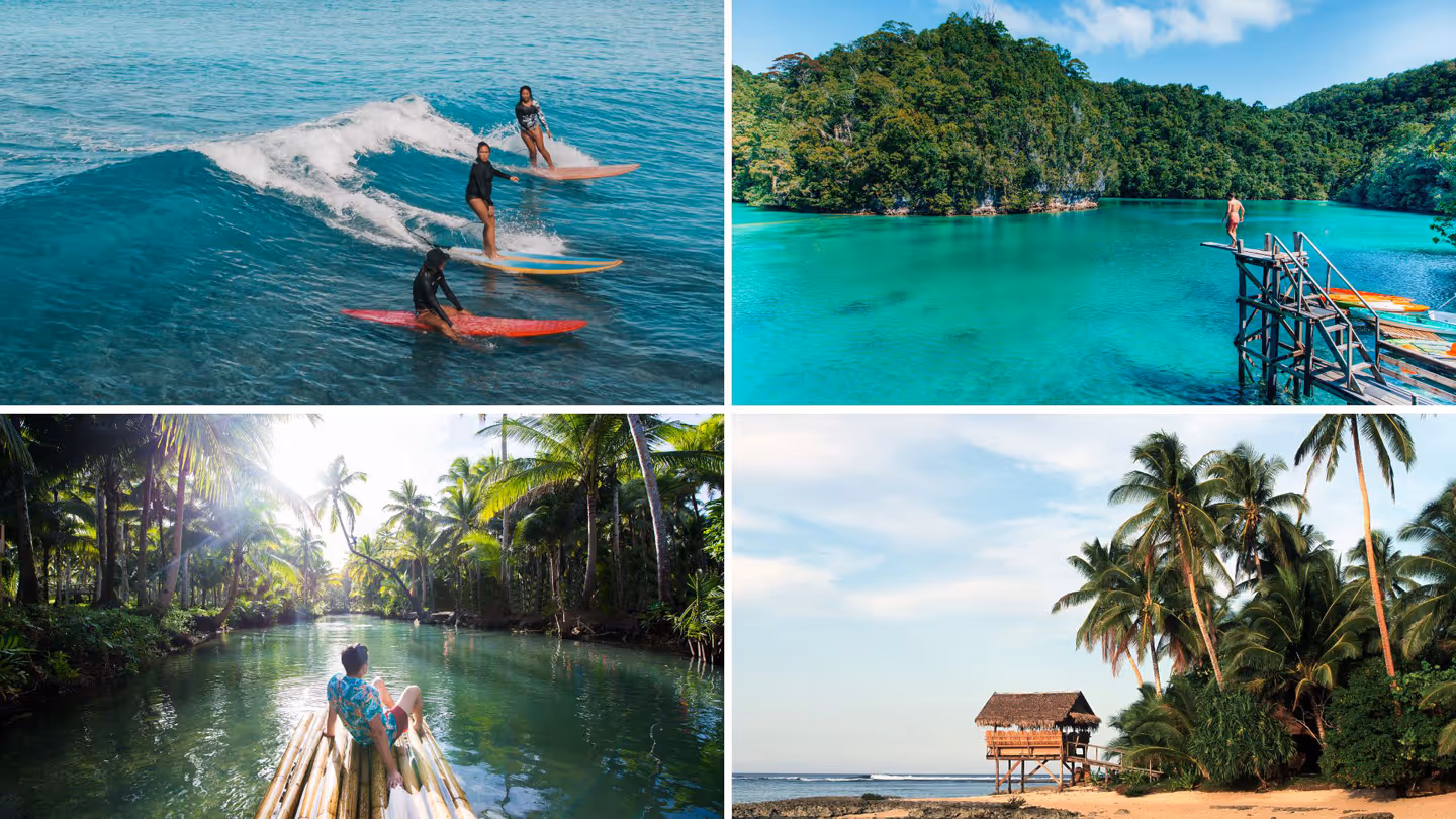 Beautiful beaches and palm trees in Siargao, perfect for relaxation and adventure.