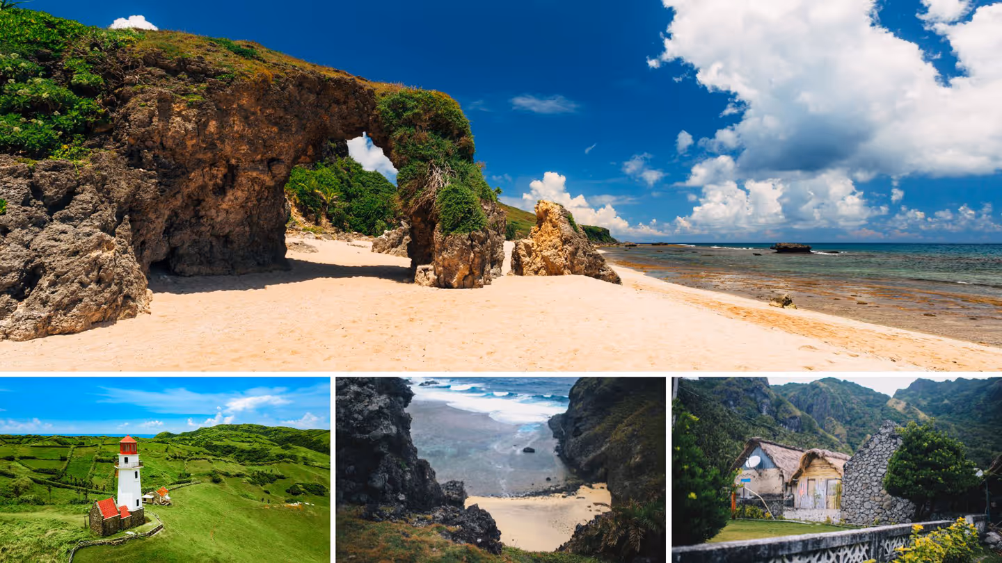Rolling hills and traditional houses in Batanes, offering peaceful and scenic views