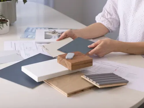 Close up image of interior design selections for a kitchen or bathroom