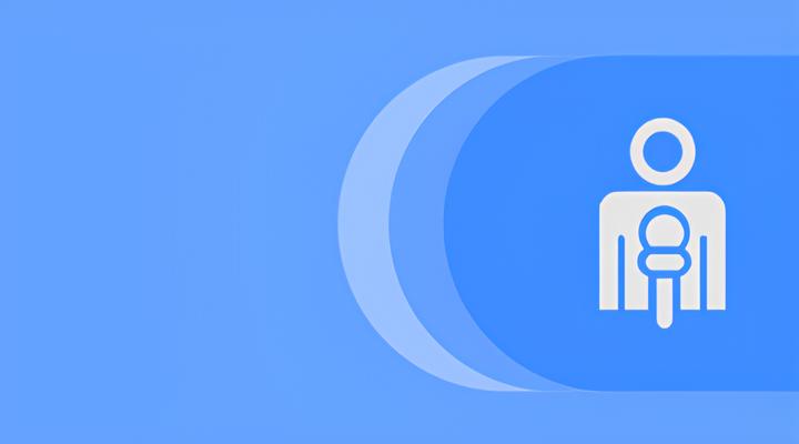 White icon of an adult holding a baby on a blue background with layered rounded shapes.