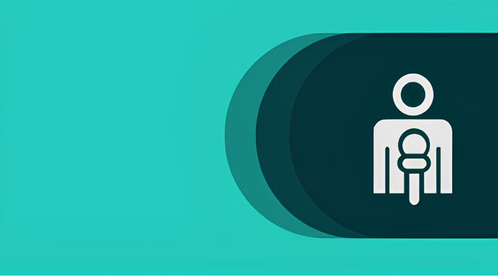 White icon of a person holding a baby against a teal background with layered dark teal oval shapes to the right.