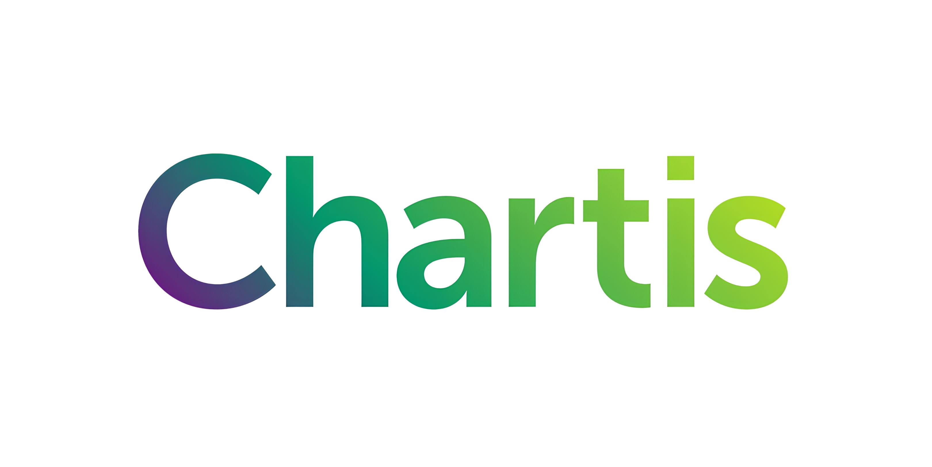 The word 'Chartis' written in a gradient color transitioning from purple and teal to green on a white background.