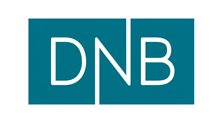 DNB logo in white letters on teal rectangular blocks.