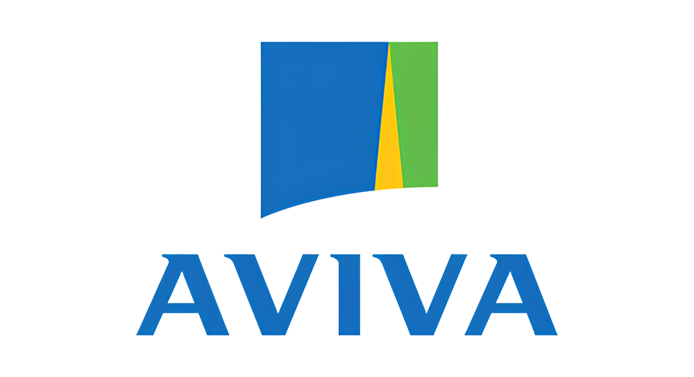 Aviva company logo with blue, green, and yellow abstract shapes above the bold blue text 'AVIVA'.