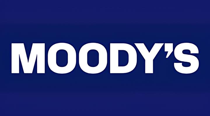 The word 'MOODY'S' in bold white capital letters on a dark blue background.