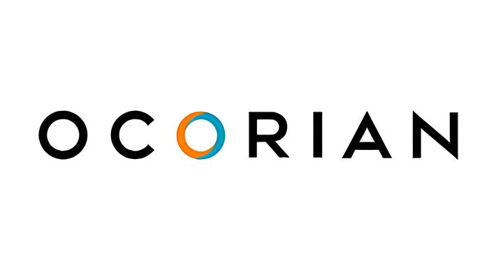 Ocorian company logo with a stylized circular icon in orange and blue replacing the letter O in the center.