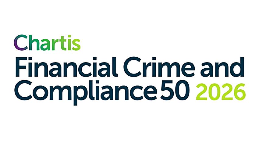 Text logo reading 'Chartis Financial Crime and Compliance 50 2026' with 'Chartis' in green and purple and the year 2026 in green.