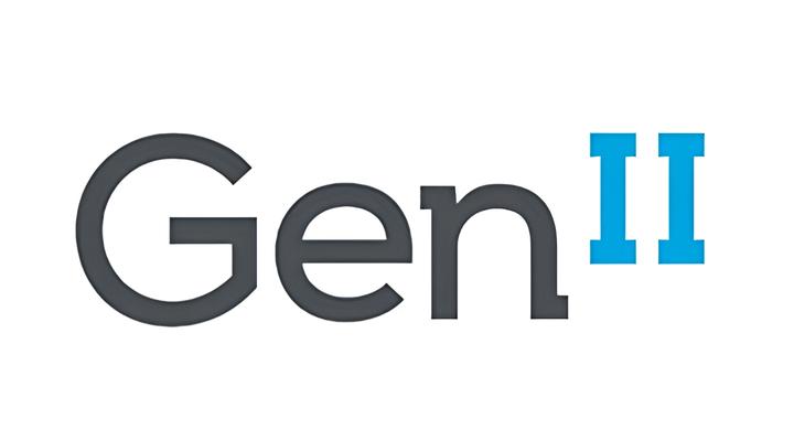 Text logo reading 'Gen II' with 'Gen' in dark gray and 'II' in blue on a white background.