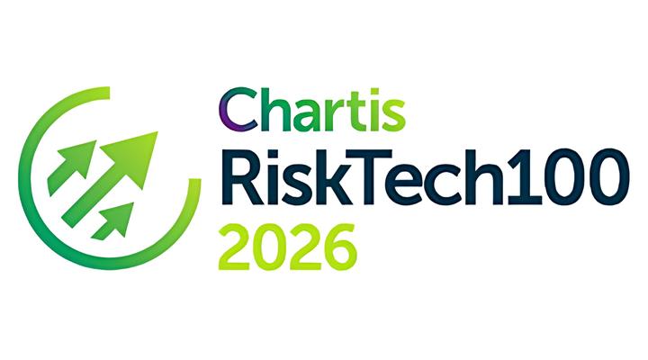 Chartis RiskTech100 2026 logo with three upward arrows inside a partial green circle on the left.