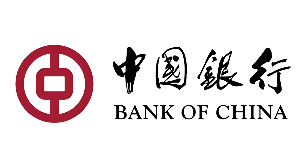 Bank of China logo with a red circular symbol on the left and Chinese calligraphy characters above the text 'BANK OF CHINA' on the right.