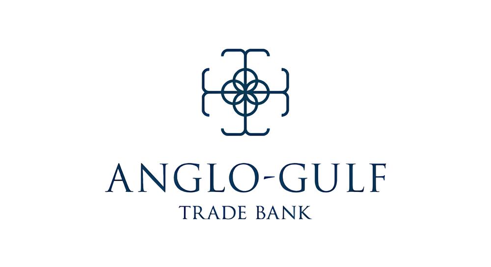 Logo of Anglo-Gulf Trade Bank featuring a stylized geometric symbol above the bank name in navy blue text on a white background.