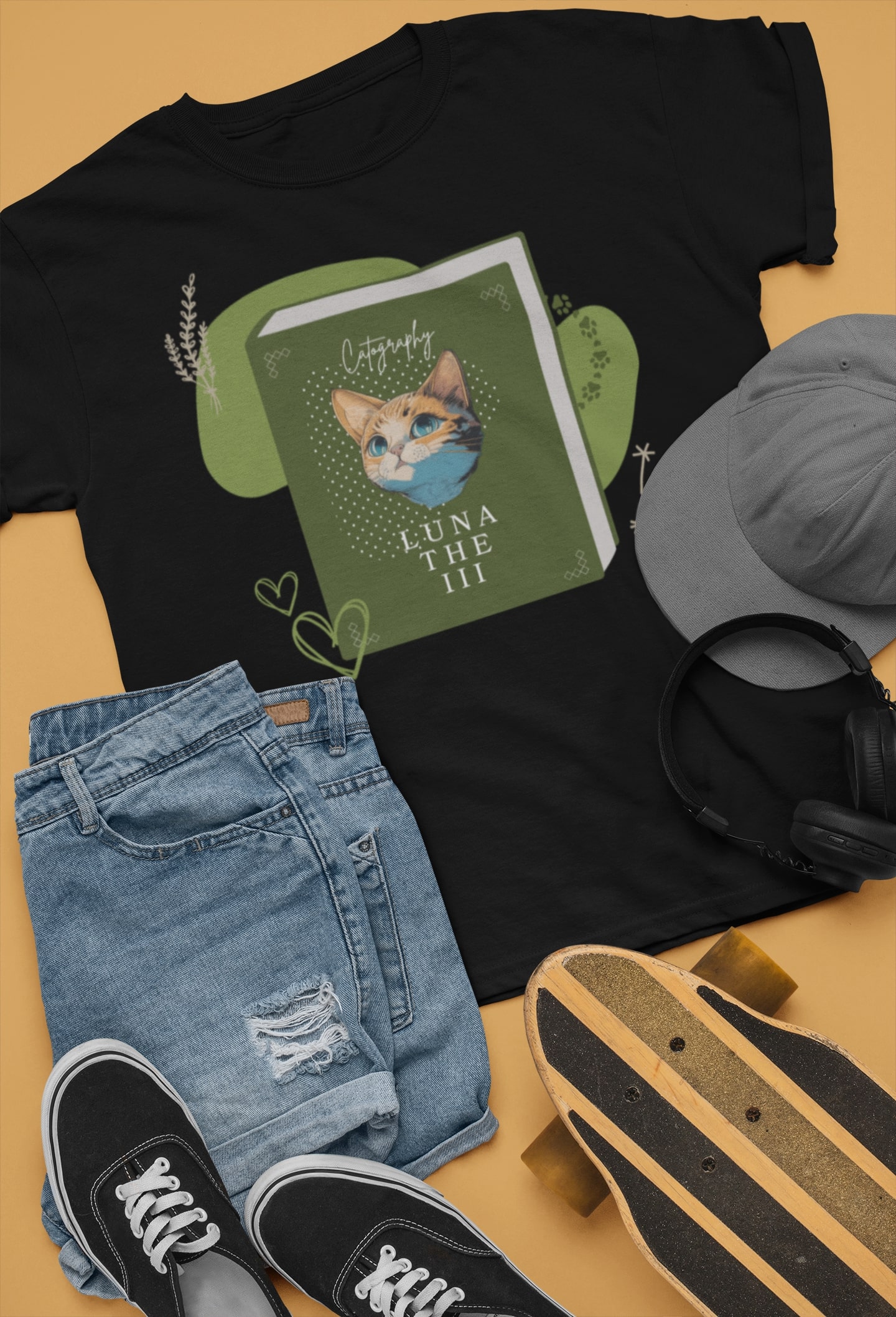 Home page cover image gallery showcasing cat t-shirts