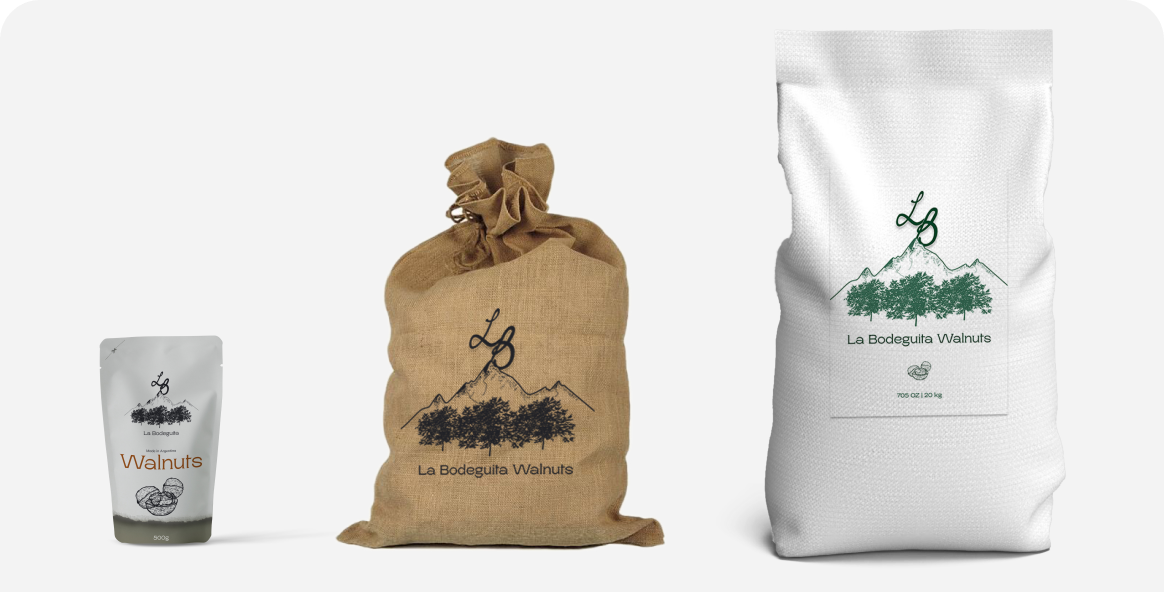 The small, medium and big walnut bags for retail sale