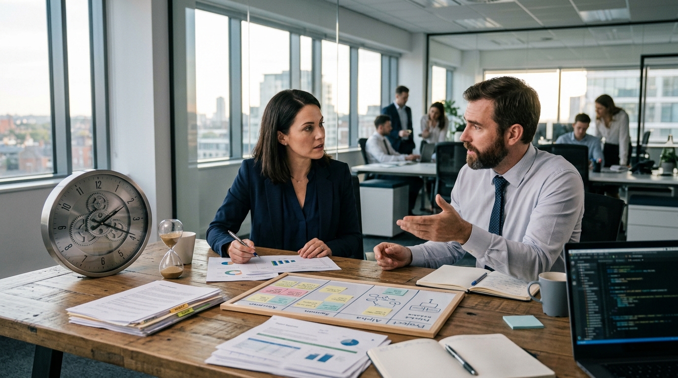 Sprechpult der Bürokollegen