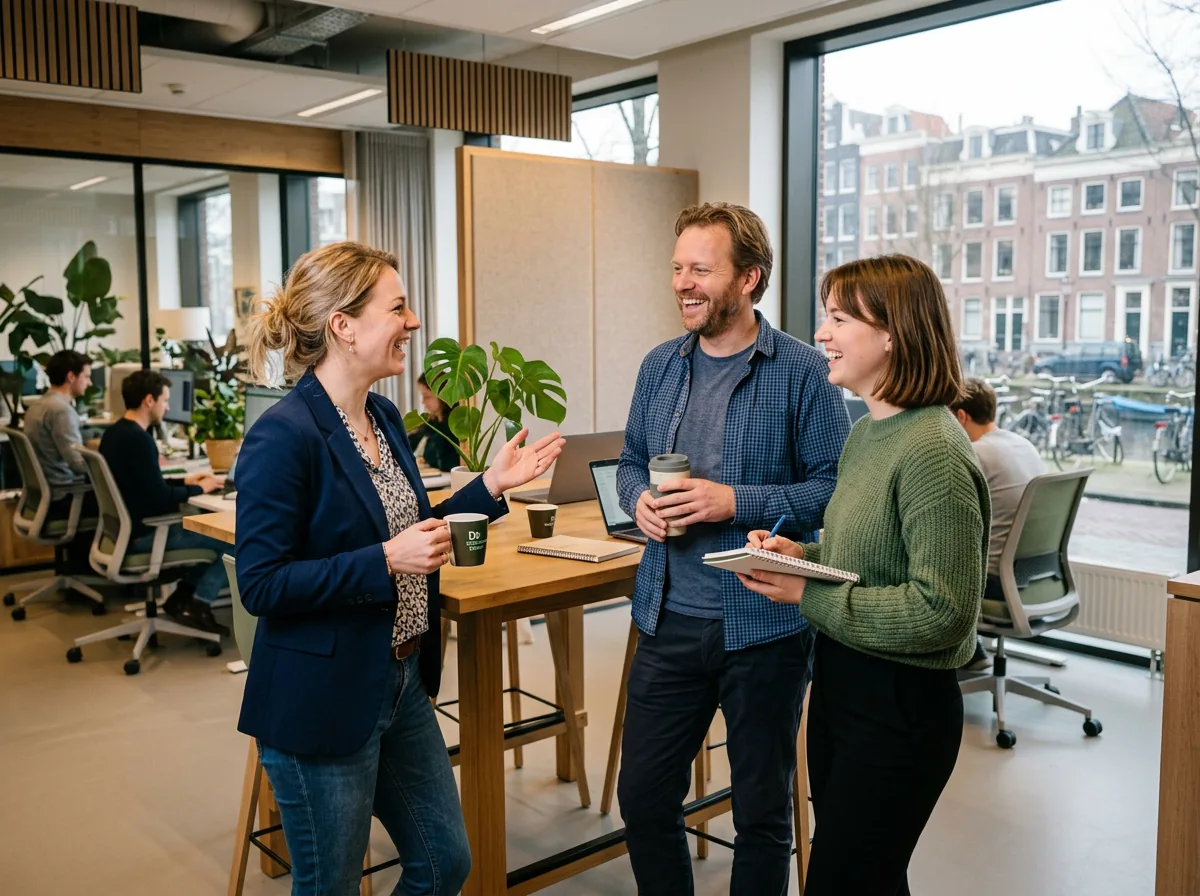 colleagues talking to each other in the office
