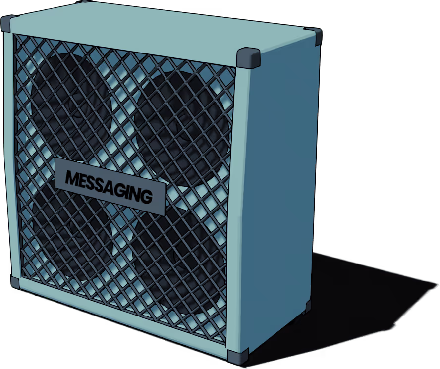 Schwere und große Gitarrenbox als Sinnbild für ein starkes Marketing Messaging