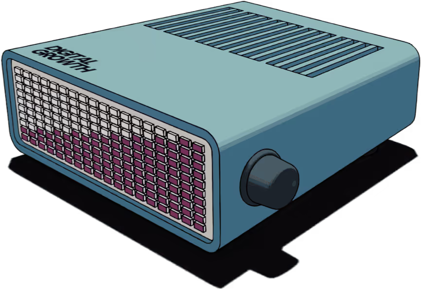 Ein DB-Meter mit ausschlag von links nach recht was wachstum verdeutlichen soll