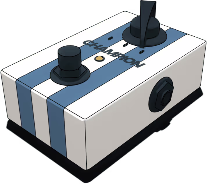 Ein Gitarren Effekt Pedal mit der Aufschrift Champion