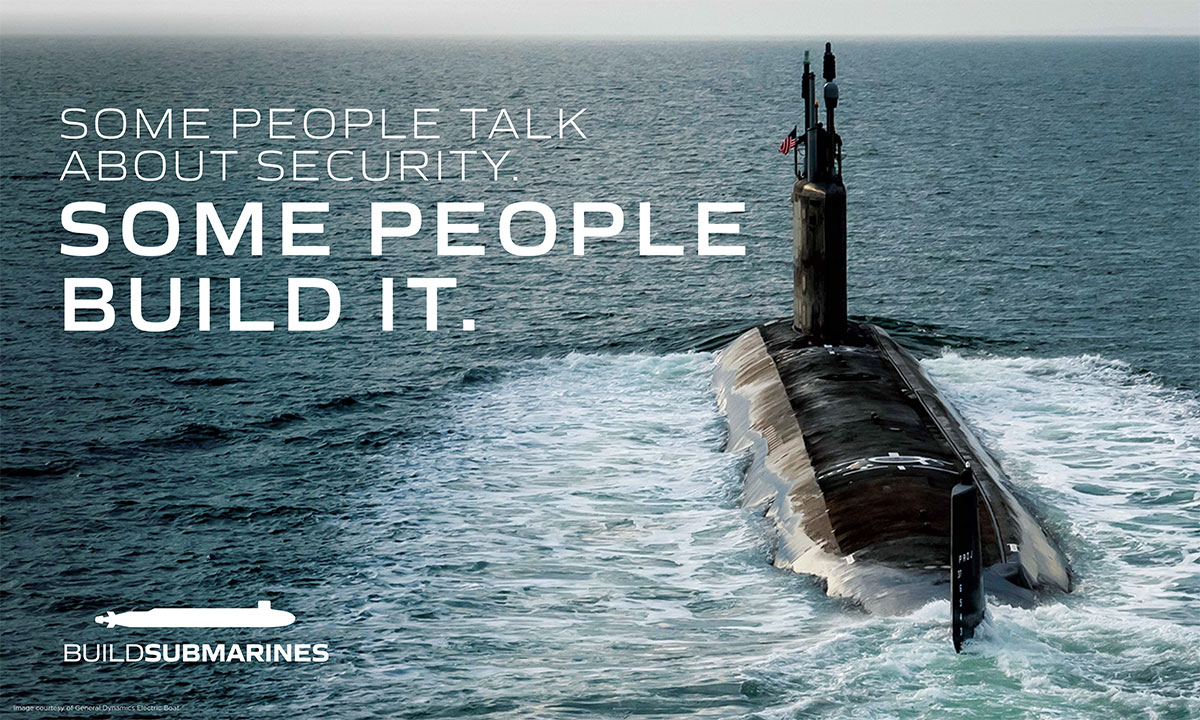Submarine trailing distant wake