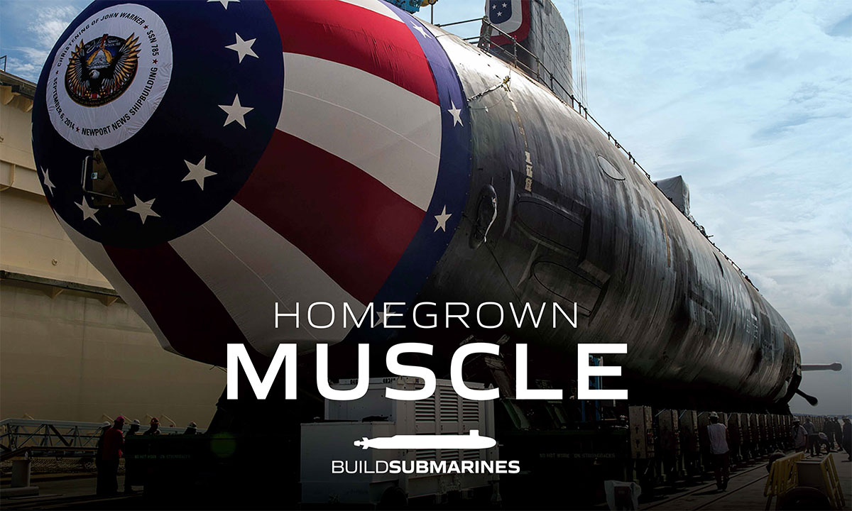 Submarine bow close-up with American flag