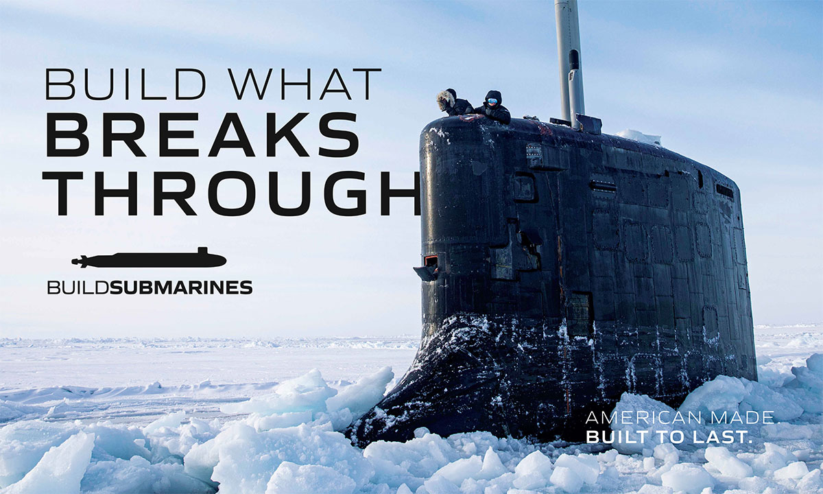 Submarine surfaced in ice