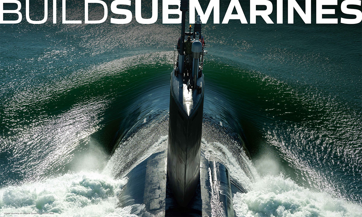 Submarine bow cutting through wake