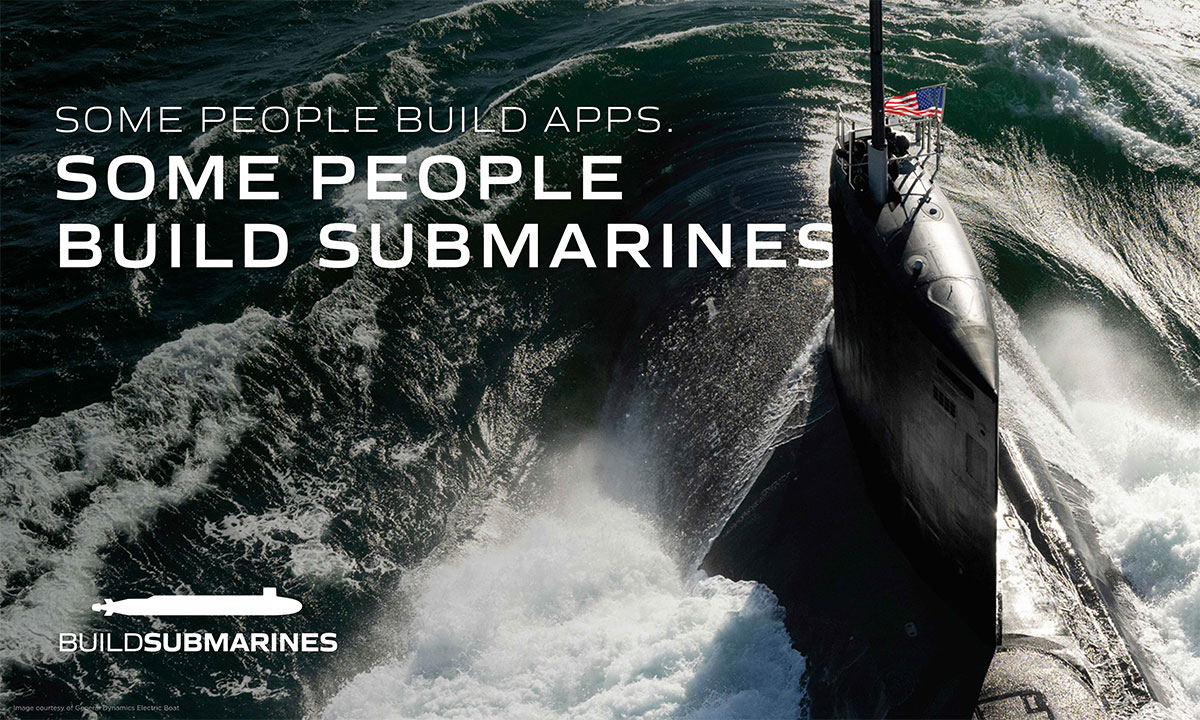 Submarine cutting through waves