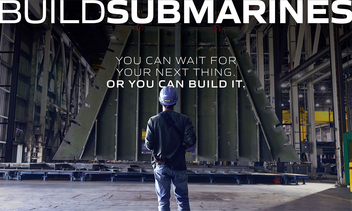 Worker inside shipyard