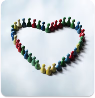 Herz mit Menschengruppe für Gruppen Coaching und Talks bei Short Coaching-VR Gabriele Tritt