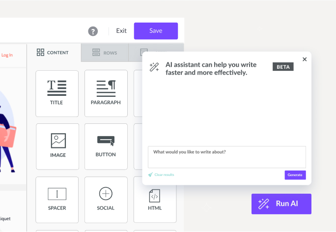 AI dialog in the Beefree email editor