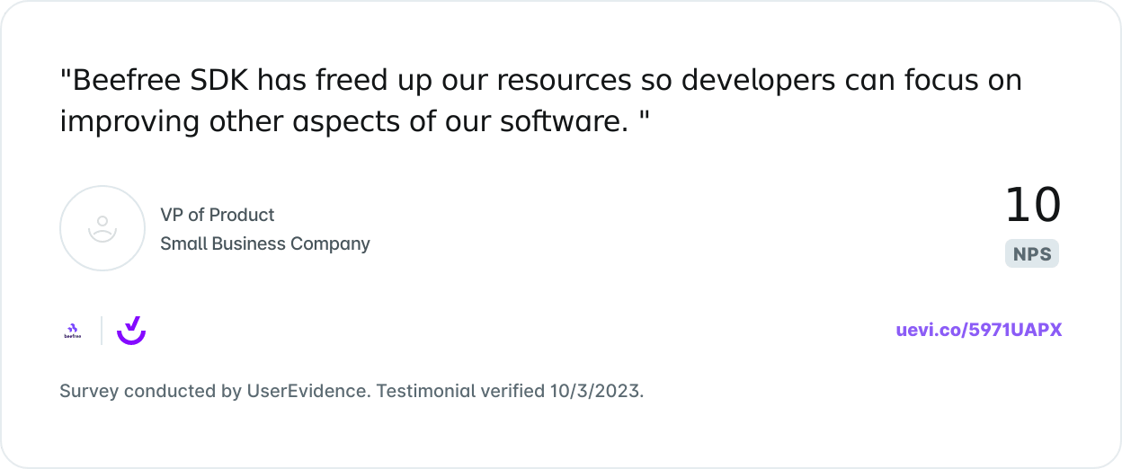 Beefree SDK saves dev time, letting teams focus on improving key software features.
