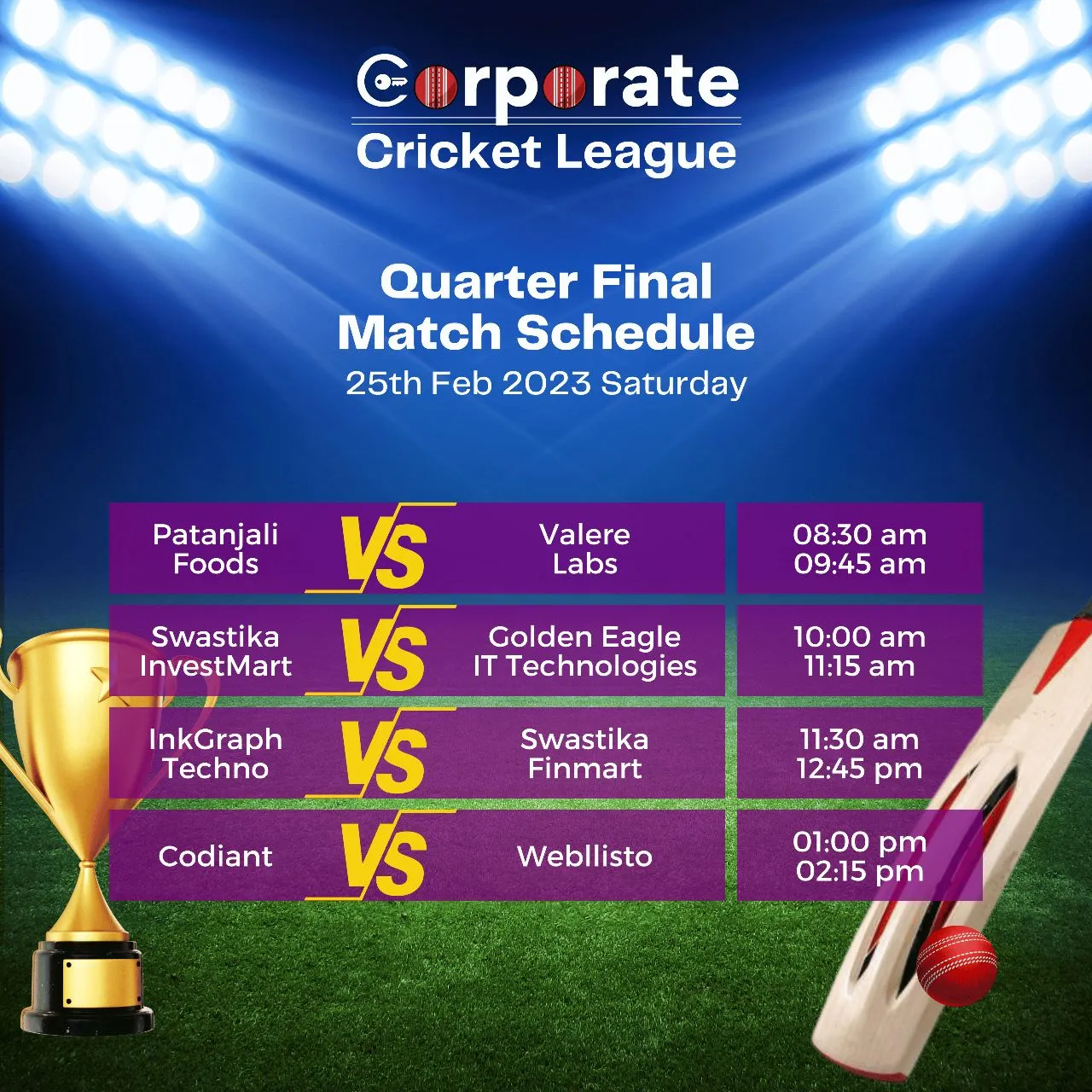 Corporate Cricket League Matches