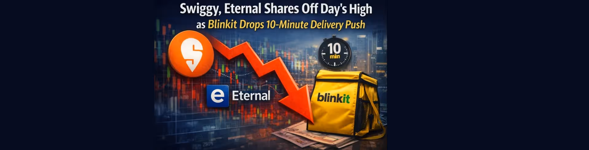 Swiggy and Eternal Shares Off Day’s High as Blinkit Drops 10-Minute Delivery Push