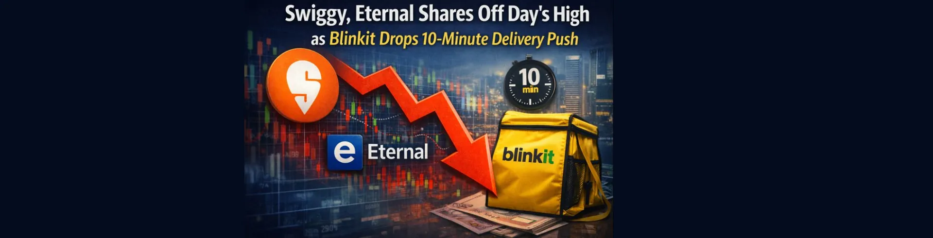 Swiggy and Eternal Shares Off Day’s High as Blinkit Drops 10-Minute Delivery Push