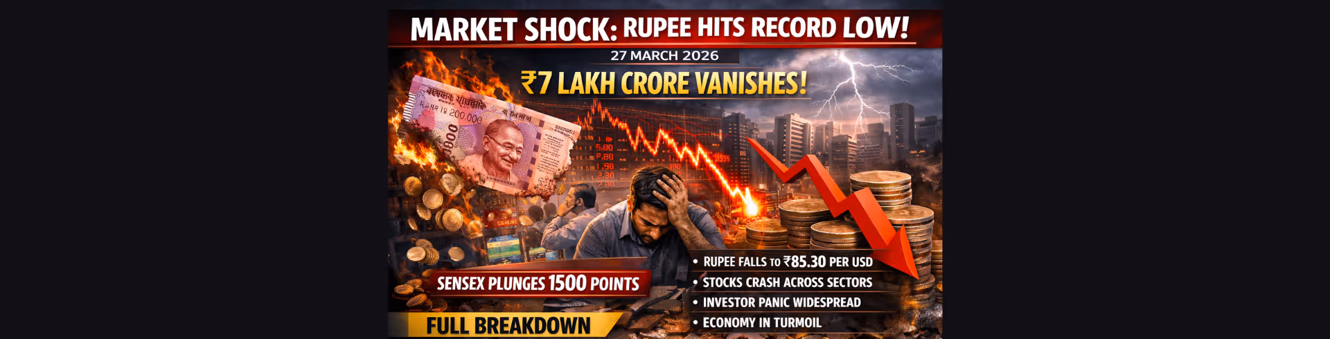 Record Low Rupee Triggers ₹7 Lakh Crore Market Sell-Off