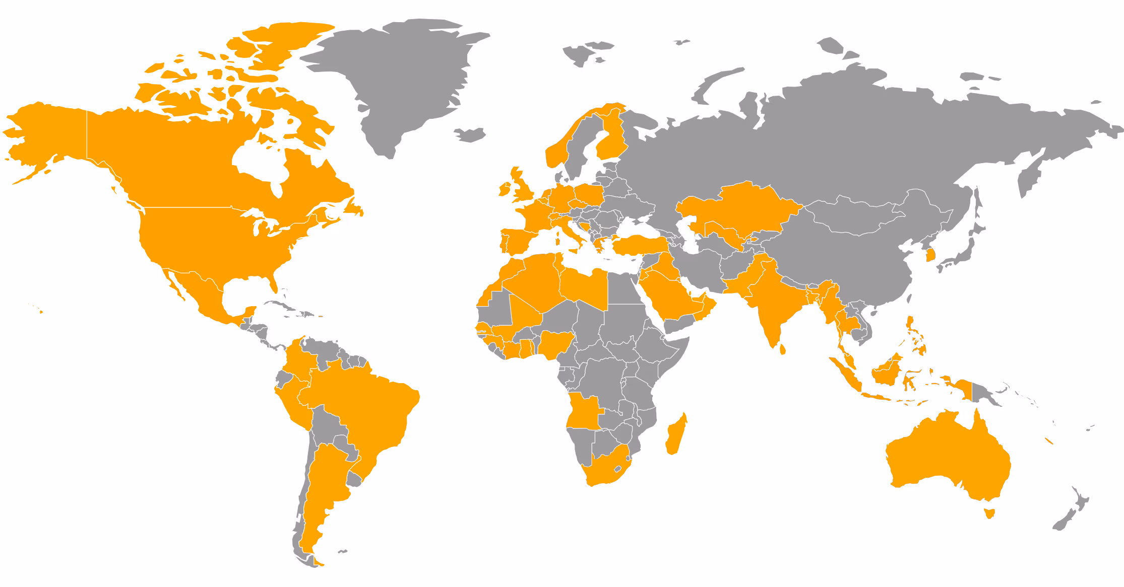 World map of countries Tetra Engineering has worked in