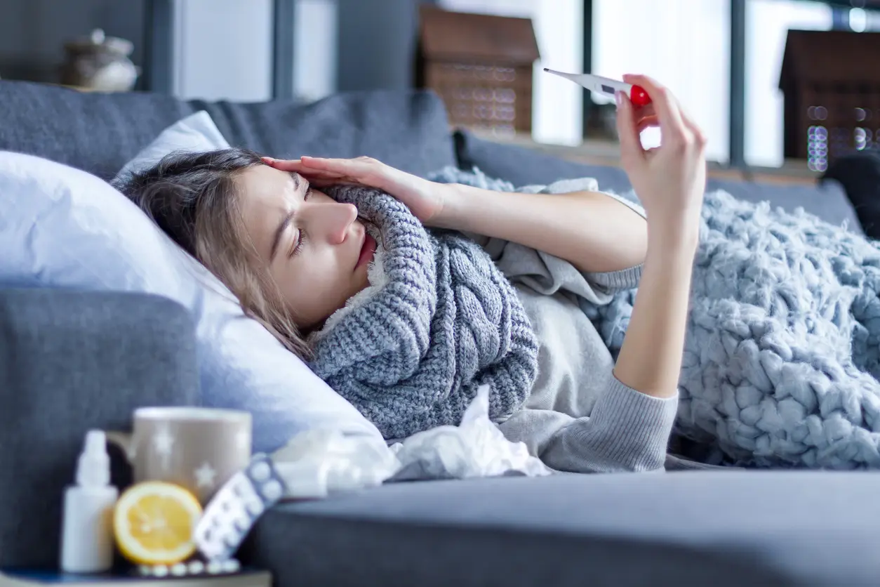 kranke Frau im Bett