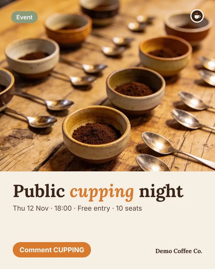 Sample design: Public cupping night