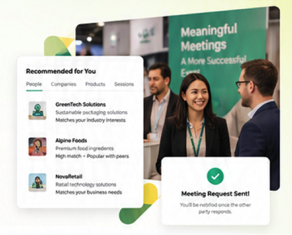 AI event chatbot search interface that helps attendees find information and navigate the event in real time.